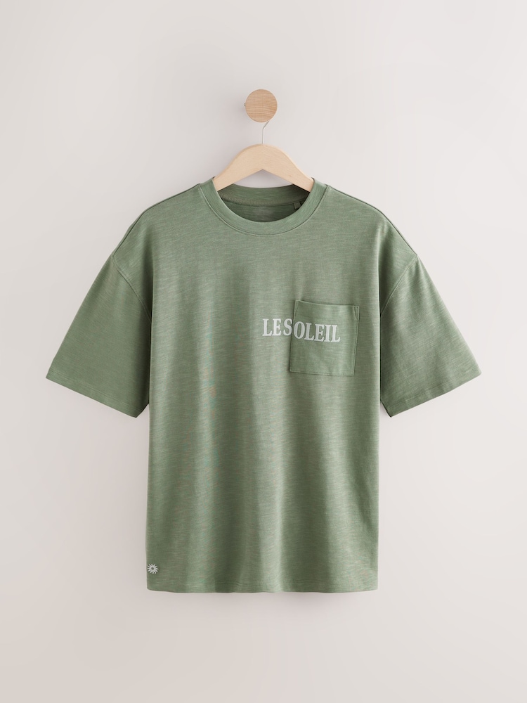 flambé Vert - Coupe ample - T-shirt épais imprimé graphique - Image 6 of 9