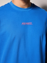Blue Text Relaxed Fit Graphic Print Heavy Weight T-Shirt - Image 3 of 7
