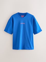 Blue Text Relaxed Fit Graphic Print Heavy Weight T-Shirt - Image 4 of 7