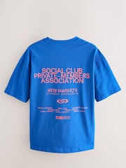 Blue Text Relaxed Fit Graphic Print Heavy Weight T-Shirt - Image 5 of 7
