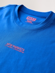 Blue Text Relaxed Fit Graphic Print Heavy Weight T-Shirt - Image 6 of 7