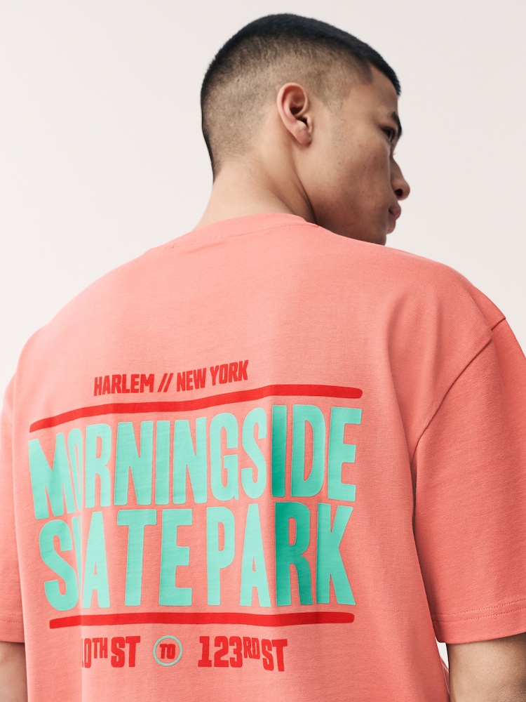 Pink Relaxed Fit Graphic Print Heavy Weight T-Shirt - Image 1 of 10