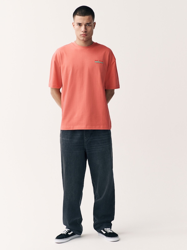Pink Relaxed Fit Graphic Print Heavy Weight T-Shirt - Image 4 of 10