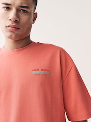 Pink Relaxed Fit Graphic Print Heavy Weight T-Shirt - Image 5 of 10