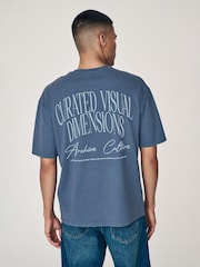 texte Bleu script - Coupe ample - T-shirt épais imprimé graphique - Image 1 de 11
