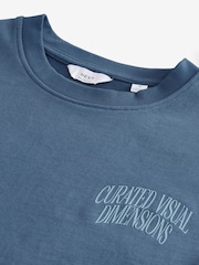 texte Bleu script - Coupe ample - T-shirt épais imprimé graphique - Image 10 de 11