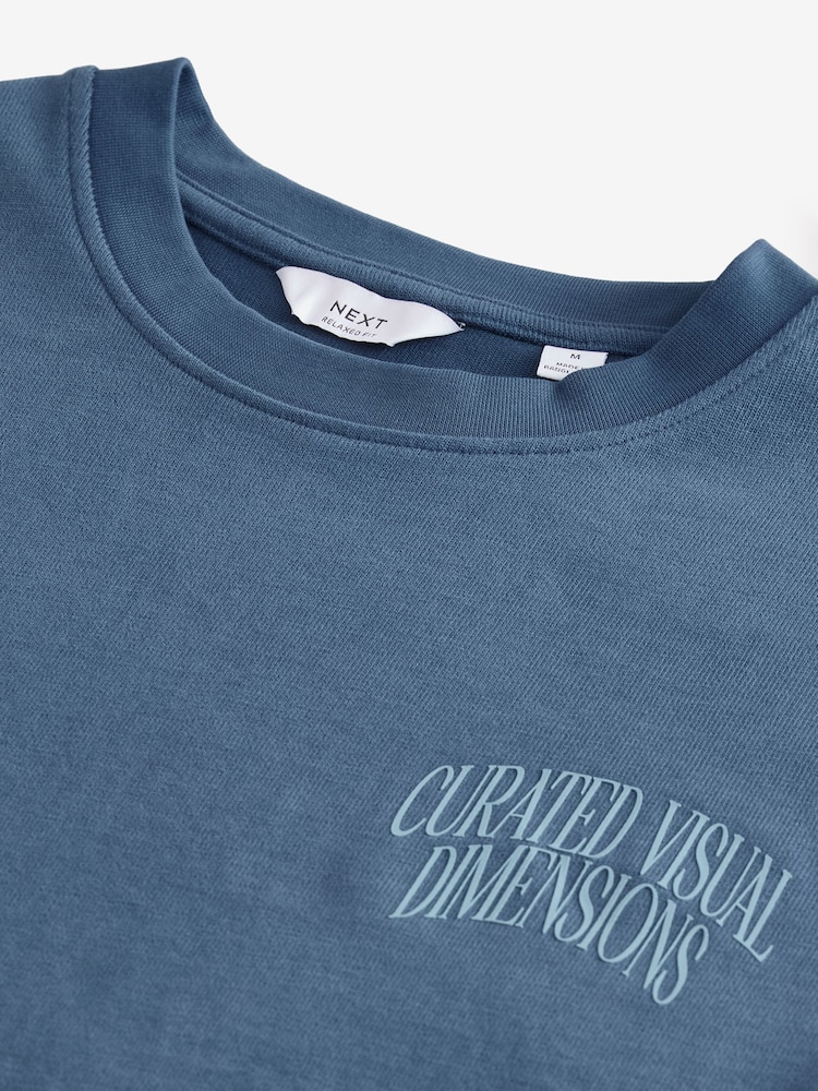 texte Bleu script - Coupe ample - T-shirt épais imprimé graphique - Image 10 of 11