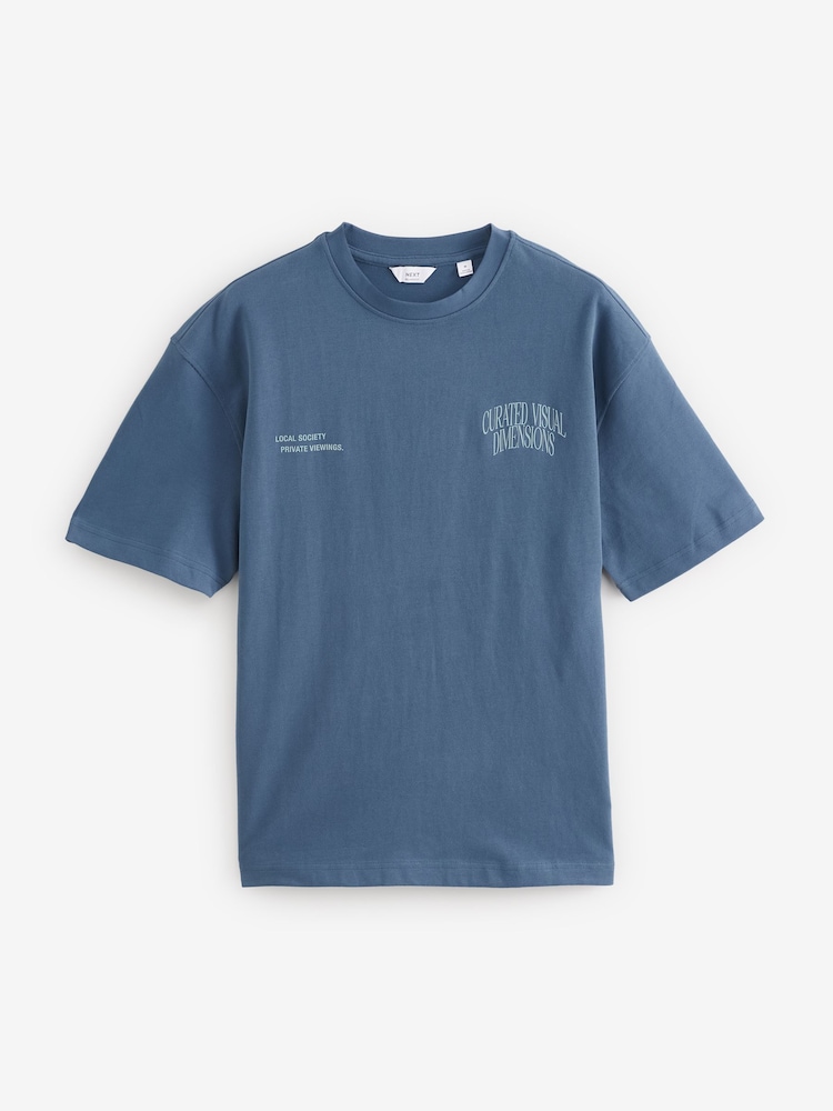 texte Bleu script - Coupe ample - T-shirt épais imprimé graphique - Image 7 of 11