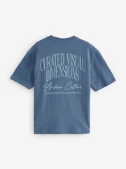 texte Bleu script - Coupe ample - T-shirt épais imprimé graphique - Image 8 de 11
