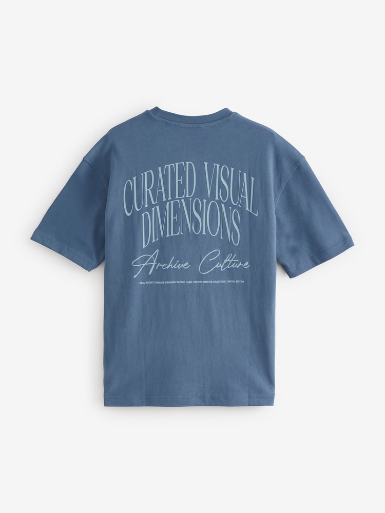 texte Bleu script - Coupe ample - T-shirt épais imprimé graphique - Image 8 of 11
