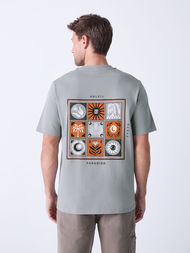 Blue Tile Regular Fit Graphic Print Heavy Weight T-Shirt - Image 1 of 10