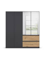 Rauch Grey Oak Fosta Wood and Mirror Semi Fitted 4 Door Wardrobe - Image 2 of 6