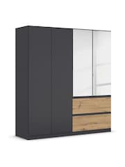 Rauch Grey Oak Fosta Wood and Mirror Semi Fitted 4 Door Wardrobe - Image 3 of 6