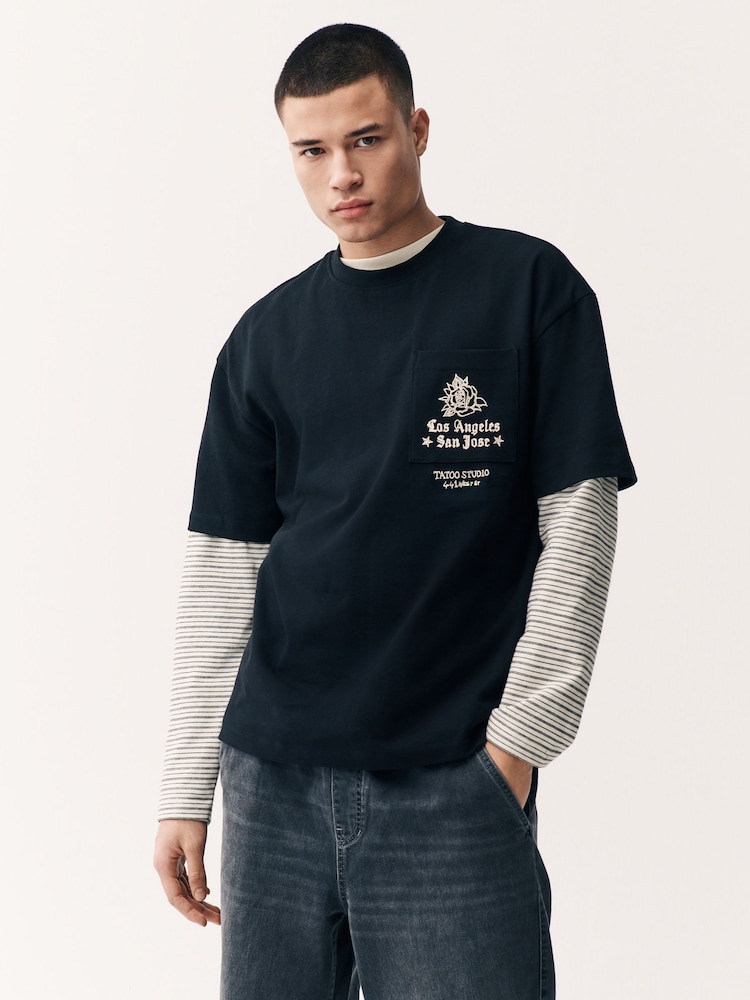 Черный Tattoo - Свободный крой - Graphic Print Heavy Weight T-Shirt - Изображение 2 из 9 Черный Tattoo - Свободный крой - Graphic Print Heavy Weight T-Shirt - Изображение 2 из 9