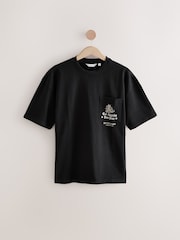 Noir motif tatouage - Coupe ample - T-shirt épais imprimé graphique - Image 6 de 9