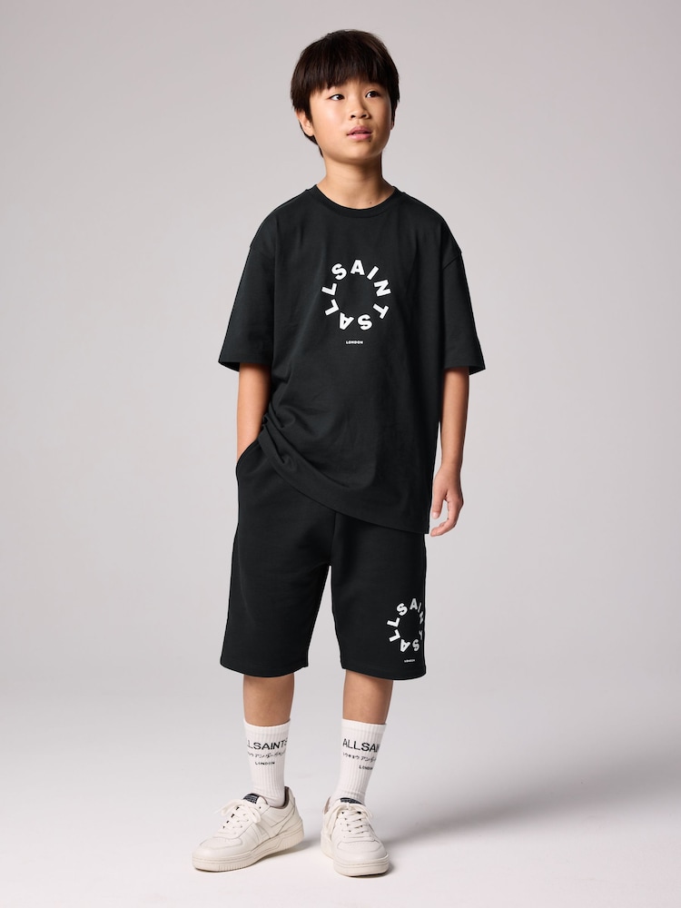 smALLSAINTS Black Boys Tierra 100% Cotton T-Shirt and Sweat Shorts Set - Image 1 of 7