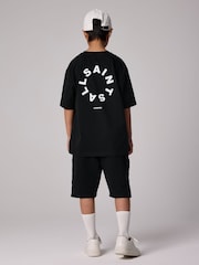 smALLSAINTS Black Boys Tierra 100% Cotton T-Shirt and Sweat Shorts Set - Image 2 of 7