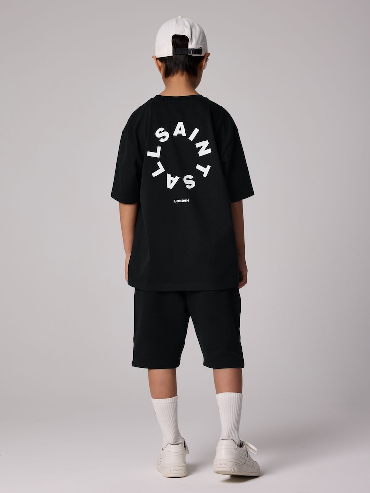 smALLSAINTS Black Boys Tierra 100% Cotton T-Shirt and Sweat Shorts Set - Image 2 of 7