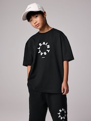 smALLSAINTS Black Boys Tierra 100% Cotton T-Shirt and Sweat Shorts Set - Image 3 of 7