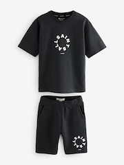 smALLSAINTS Black Boys Tierra 100% Cotton T-Shirt and Sweat Shorts Set - Image 5 of 7