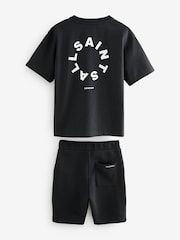 smALLSAINTS Black Boys Tierra 100% Cotton T-Shirt and Sweat Shorts Set - Image 6 of 7