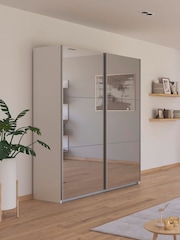 Rauch White Reflection Mirror Sliding Semi Fitted 1.8m Sliding Wardrobe - Image 2 of 6