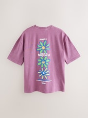 Morado - Corte amplio - Camiseta con estampado gráfico - Imagen 7 de 9