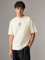 Ecru Floral - Coupe ample - T-shirt épais imprimé graphique - Image 1 de 10