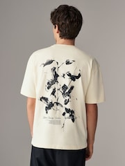 Ecru Floral - Coupe ample - T-shirt épais imprimé graphique - Image 2 de 10