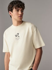 Ecru Floral - Coupe ample - T-shirt épais imprimé graphique - Image 5 de 10
