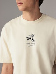 Ecru Floral - Coupe ample - T-shirt épais imprimé graphique - Image 6 de 10