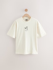 Ecru Floral - Coupe ample - T-shirt épais imprimé graphique - Image 7 de 10