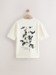 Ecru Floral - Coupe ample - T-shirt épais imprimé graphique - Image 8 de 10