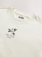 Ecru Floral - Coupe ample - T-shirt épais imprimé graphique - Image 9 de 10