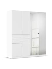 Rauch White Laika Wood and Mirror Semi Fitted 6 Door, 2 Drawer Wardrobe - Image 3 of 4