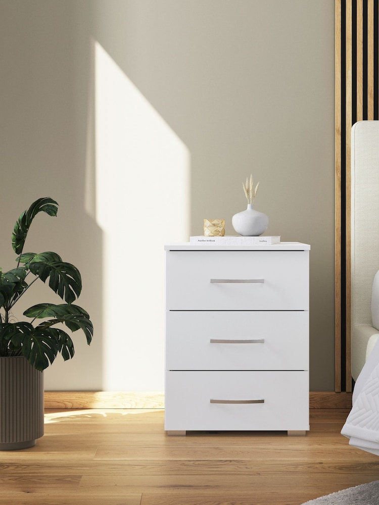 Rauch White Reflection 3 Drawer Bedside Table - Image 1 of 3