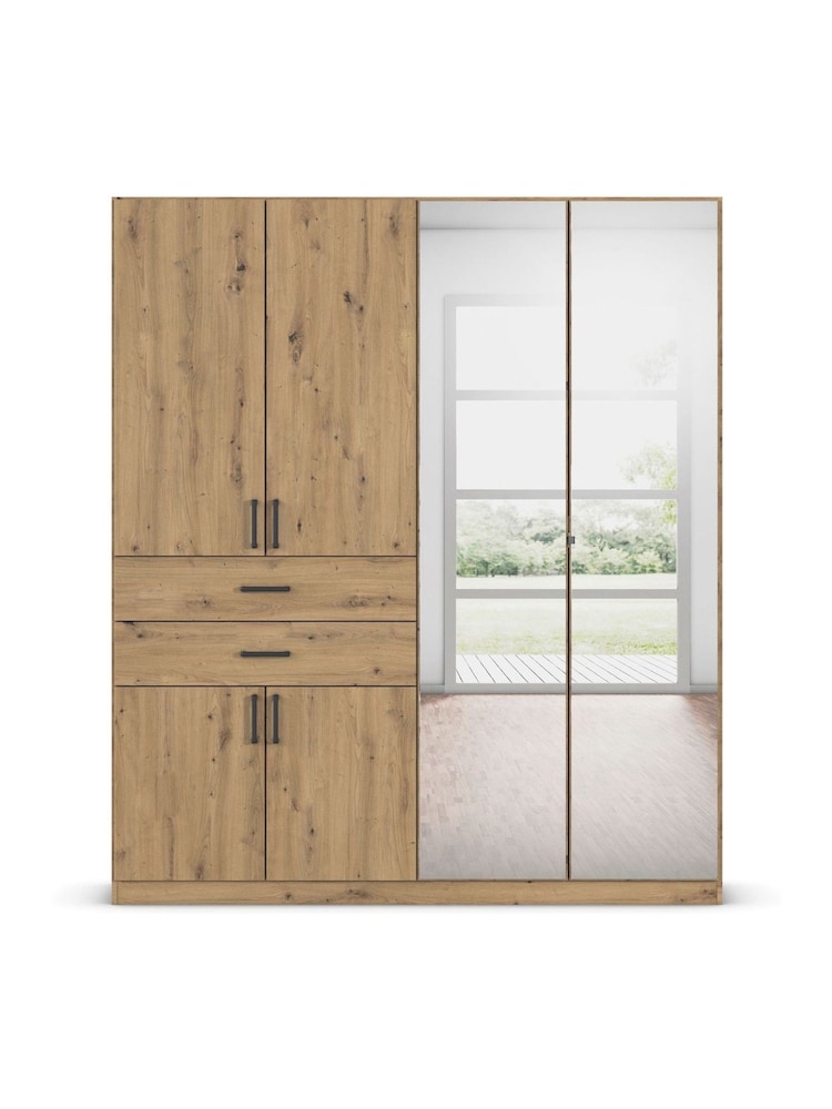 Rauch Natural Laika Wood and Mirror Semi Fitted 6 Door, 2 Drawer Wardrobe - Image 2 of 4