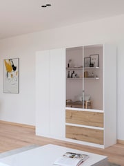 Rauch White Oak Fosta Wood and Mirror Semi Fitted 4 Door Wardrobe - Image 1 of 4