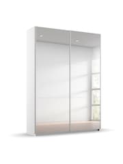 Rauch White Reflection Mirror Sliding Semi Fitted 1.3m Sliding Wardrobe with Additional Interior Shelves - Image 4 of 5