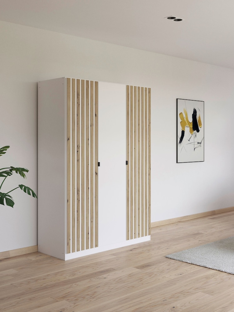 Rauch White Genova Wood and Mirror Triple Semi Fitted Wardrobe - Image 1 of 4
