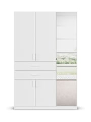 Rauch White Laika Wood and Mirror Semi Fitted 5 Door, 2 Drawer Wardrobe - Image 3 of 5