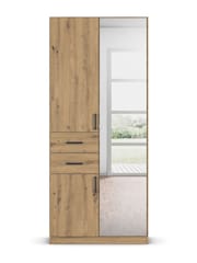 Rauch Natural Laika Wood and Mirror Semi Fitted Triple, 2 Drawers Wardrobe - Image 2 of 4