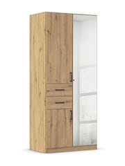 Rauch Natural Laika Wood and Mirror Semi Fitted Triple, 2 Drawers Wardrobe - Image 3 of 4