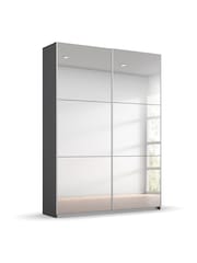 Rauch Grey Reflection Mirror Sliding Semi Fitted 1.3m Sliding Wardrobe with Additional Interior Shelves - Image 3 of 5