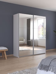 Rauch White Reflection Mirror Sliding Semi Fitted 1.8m Sliding Wardrobe with Additional Interior Shelves - Image 1 of 6