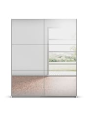 Rauch White Reflection Mirror Sliding Semi Fitted 1.8m Sliding Wardrobe with Additional Interior Shelves - Image 3 of 6