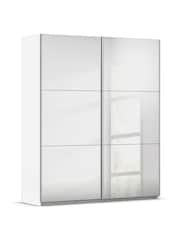 Rauch White Reflection Mirror Sliding Semi Fitted 1.8m Sliding Wardrobe with Additional Interior Shelves - Image 4 of 6