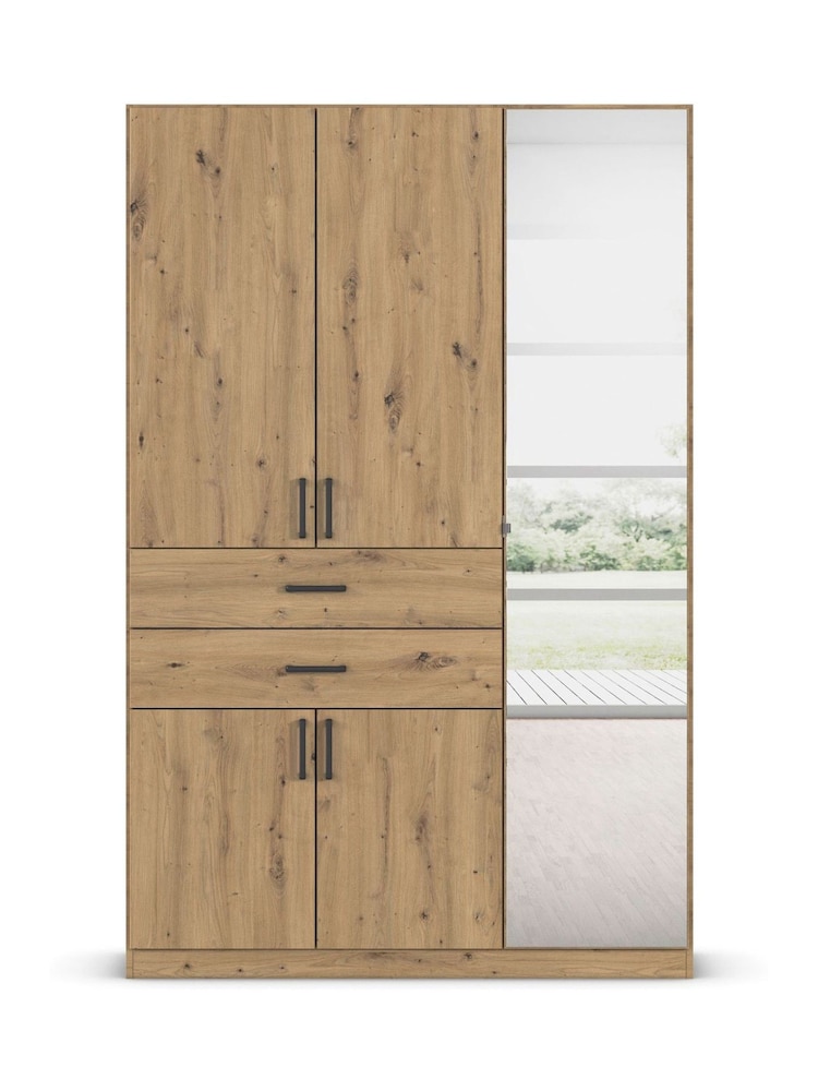 Rauch Natural Laika Wood and Mirror Semi Fitted 5 Door, 2 Drawer Wardrobe - Image 2 of 4