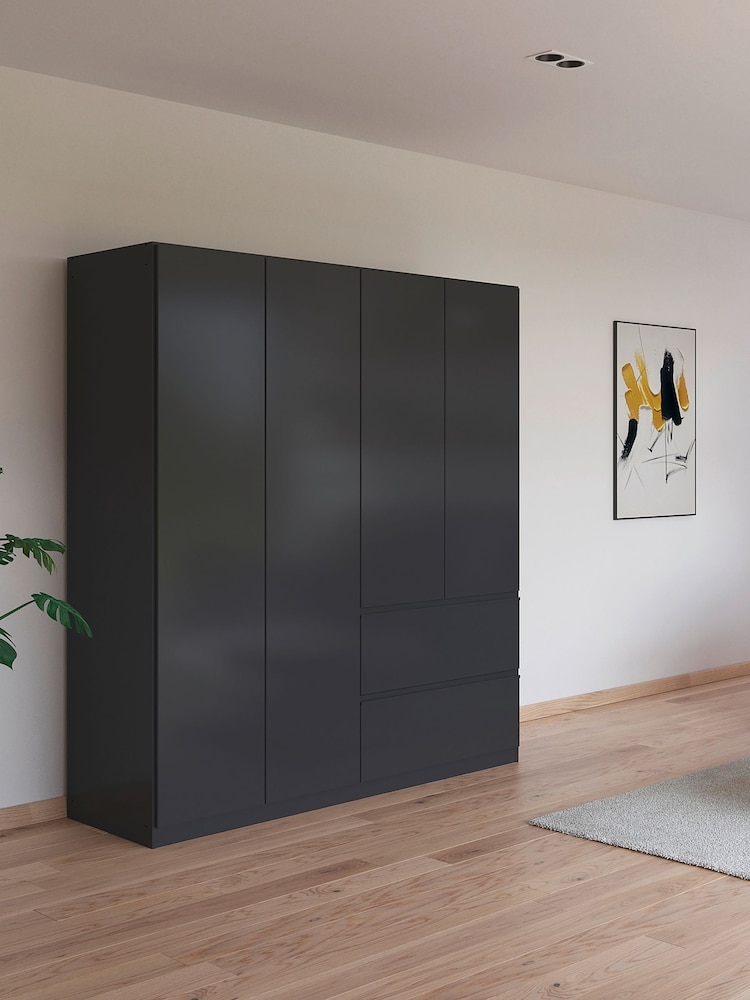Rauch Grey Fosta Wood Semi Fitted 4 Door Wardrobe - Image 1 of 4