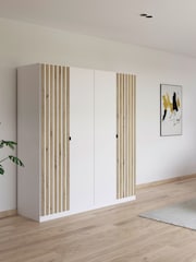 Rauch White Genova Wood and Mirror 4 Door Semi Fitted Wardrobe - Image 1 of 5